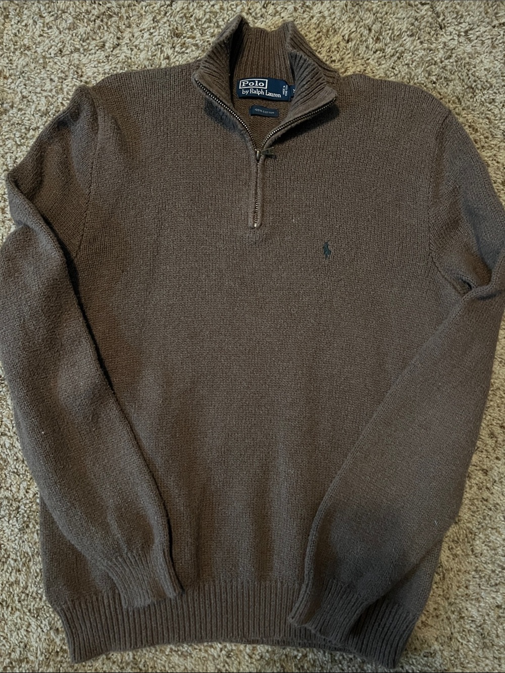 Polo by Ralph Lauren Dark Brown Quarter-Zip Sweater